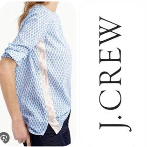 J. Crew Popover Floral Gold Lame Side Striped Block Print Hydrangea Tunic Sz.2